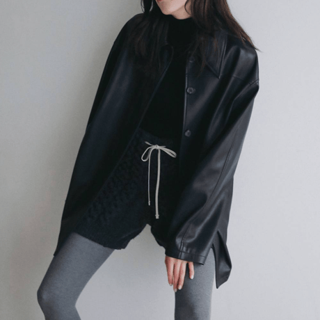 【anuke】Ecoleather Over Jacket　※納期9月中旬～10月中旬