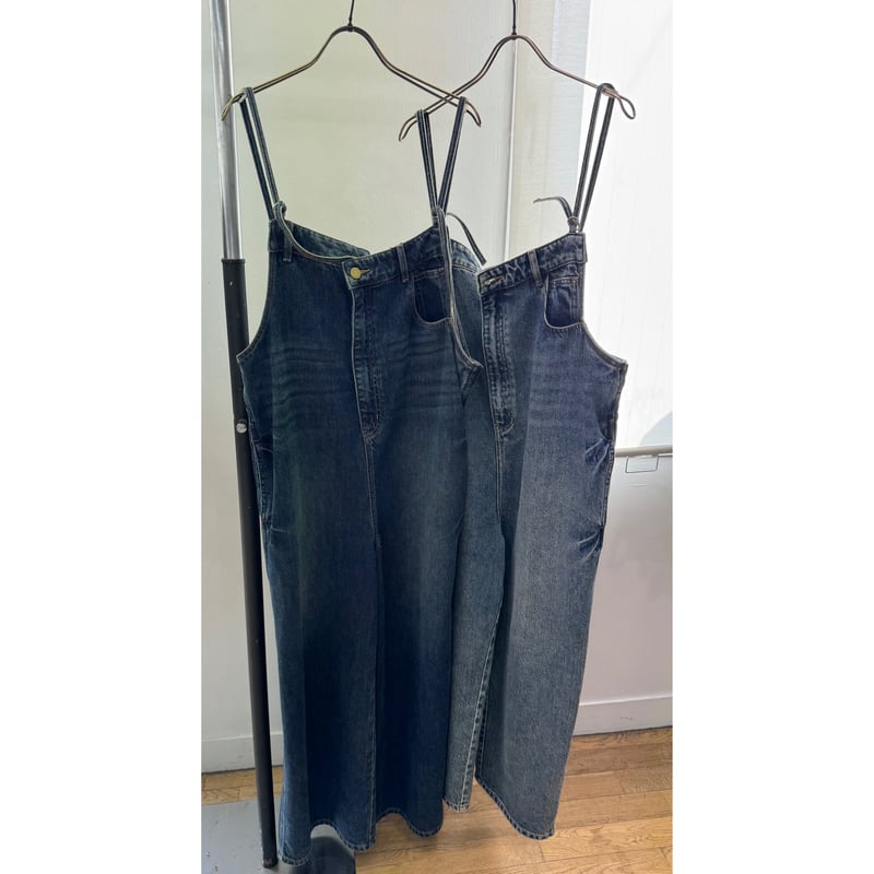 kusukusu select】フロントアシンメトリーデニムオーバーオール