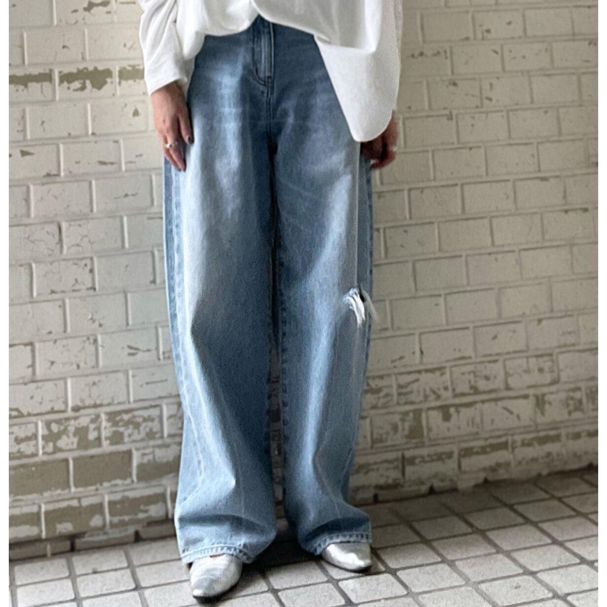 【cafune】vintage crash wide denim