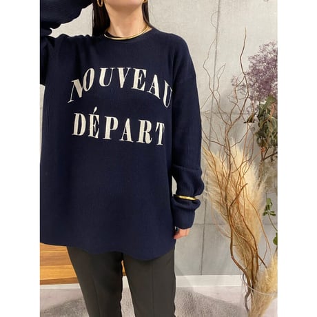 【ROSIEE】ロゴ刺繍畦ニット