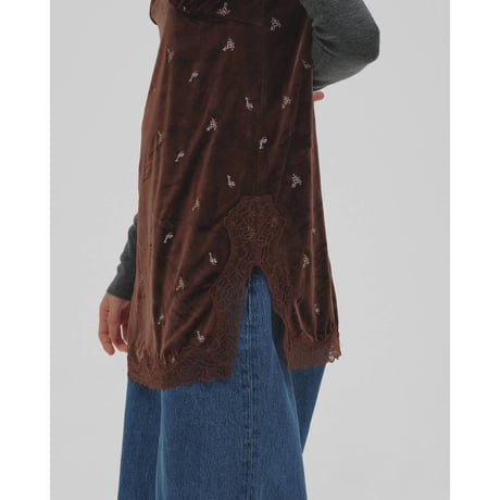 【TODAYFUL】Petit Flower Velour Tunic　※納期10月上旬～11月上旬