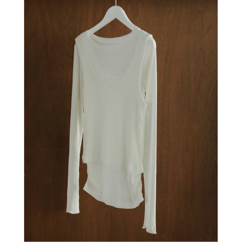 トップス anuke/Layered Rib Tops WHT ànuke】Layered Rib Tops | selectshop kusukusu