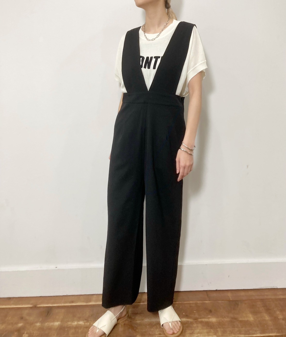siro de labonte】linen like twill salopette | s