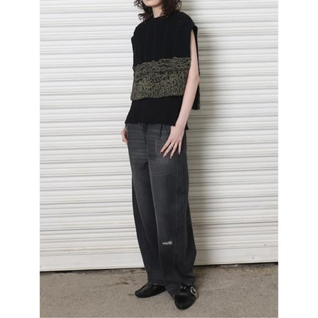 【YENN】CURVED SEAM DENIM PT GRAY  ＊