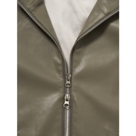 【YENN】FAUX LEATHER HOOD JK
