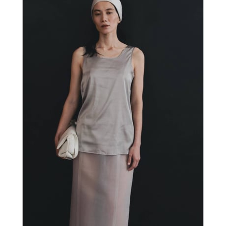 【anuke】Satin Uneck Tops　※納期5月上旬～6月上旬