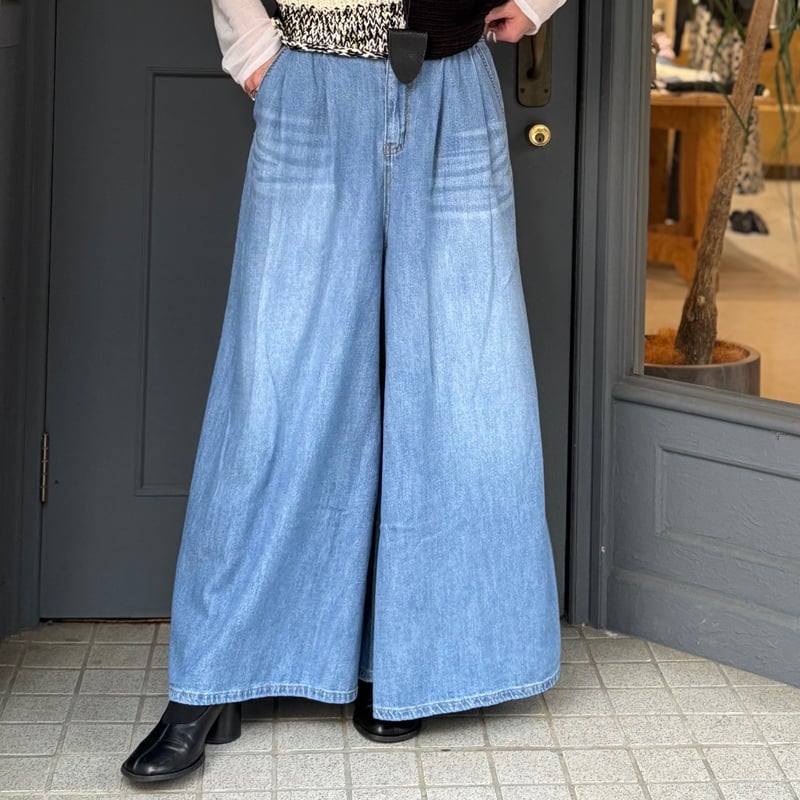 L'ours Polaire et Bleu】ガーゼワイドデニムパンツ | selectsh