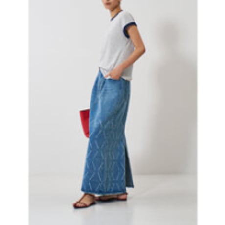【YENN】 LASER CUT DENIM SK　納期：2026年2月上旬～3月上旬