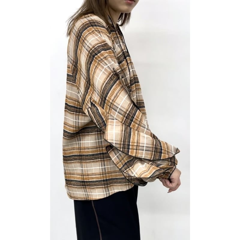 CLOCHE】チェック袖フリルシャツ | selectshop kusukusu