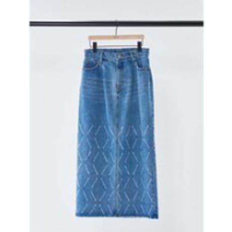 【YENN】 LASER CUT DENIM SK　納期：2026年2月上旬～3月上旬