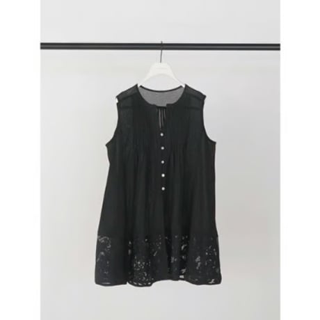 【CHIGNON】ｼｱｰﾒｯｼｭ×ﾚｰｽﾁｭﾆｯｸBL