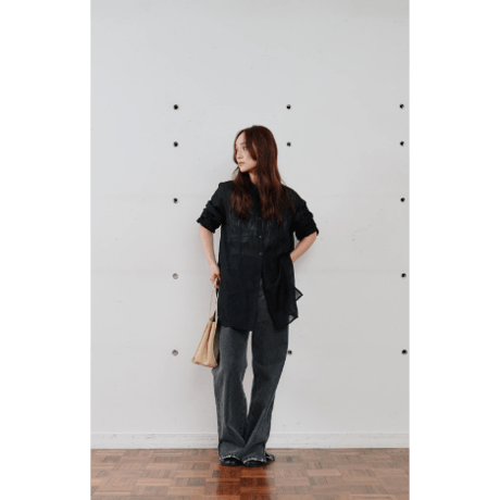【Hella】cut jacquard long shirt　※納期3月中旬〜4月中旬