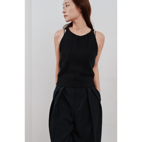 【Hella】crochet edging knit top　※納期2月中旬〜3月中旬