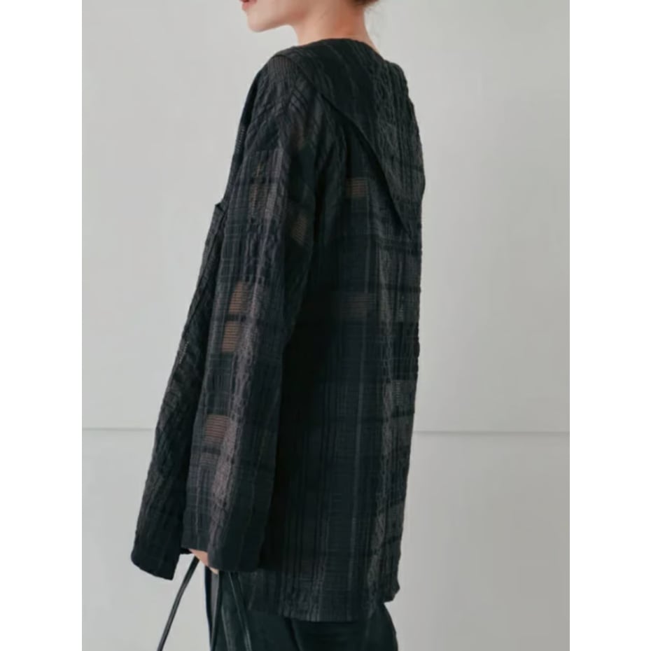 Hella】sheer check blouse ※納期3/下〜4/下 | selectsh