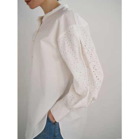 【YENN】EMBRO SLEEVE SHIRT※納期9/上〜9/中