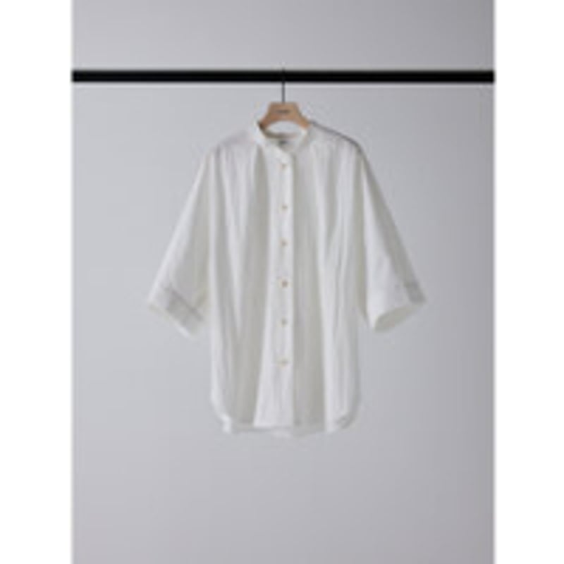 YENN PADDED COLLAR SHIRT新品未使用 P・100/2 BROAD KNOT BUTTONS OPEN COLLAR SHIRT(S WHITExWHITE