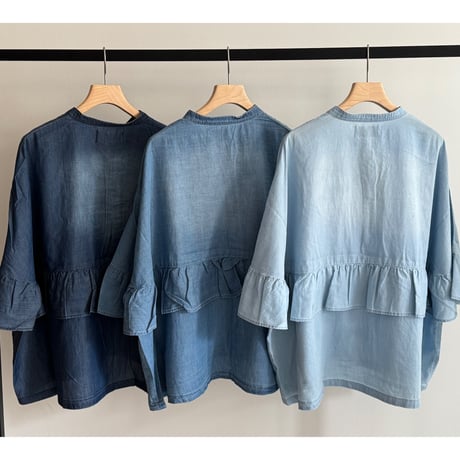 【kusukusu限定】CYAN TOKYO シア―デニムフリルシャツ
