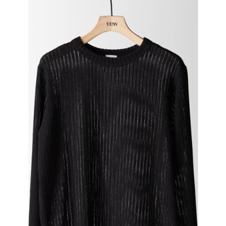 【YENN】STRIPE SHEER RIB TEE　※納期：6月中旬～7月中旬