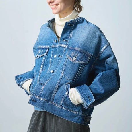 【KHA:KI】FOIL PRINT DENIM JKT
