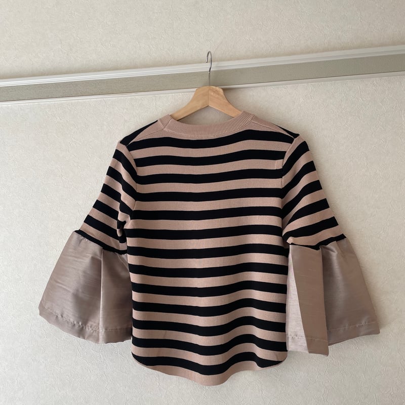 ボーダーニット風トップス（キャメルのみ） | Midum ミドゥム