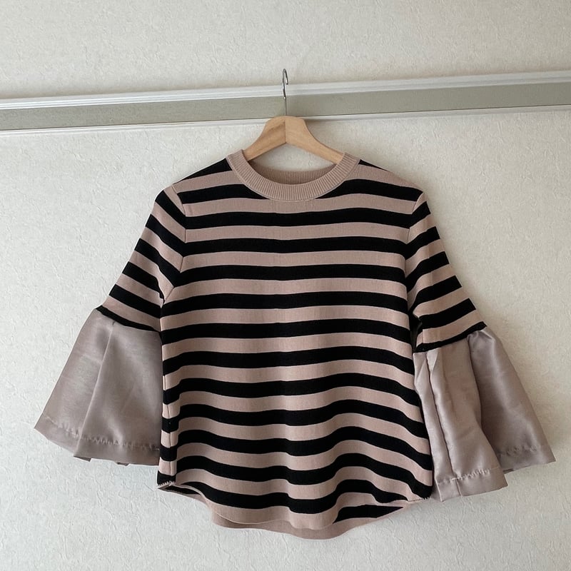 【美品】Ann Demeulemeester ボーダー ニット セーター XXS ボーダーニット風トップス（キャメルのみ） | Midum ミドゥム