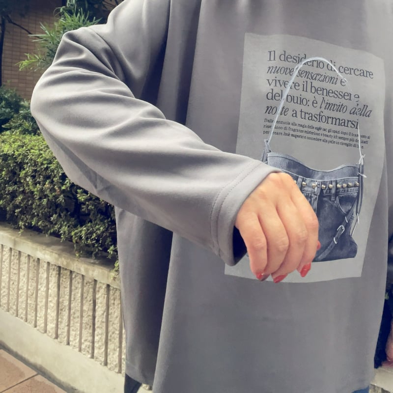 バック柄つきボンディングトップス（グレーのみ） | Midum ミドゥム