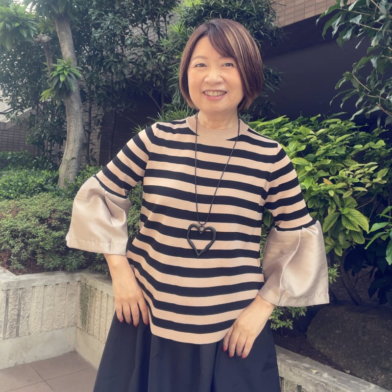 ボーダーニット風トップス（キャメルのみ） | Midum ミドゥム