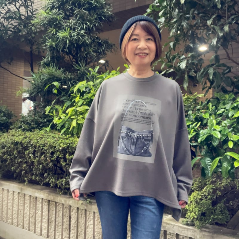 バック柄つきボンディングトップス（グレーのみ） | Midum ミドゥム