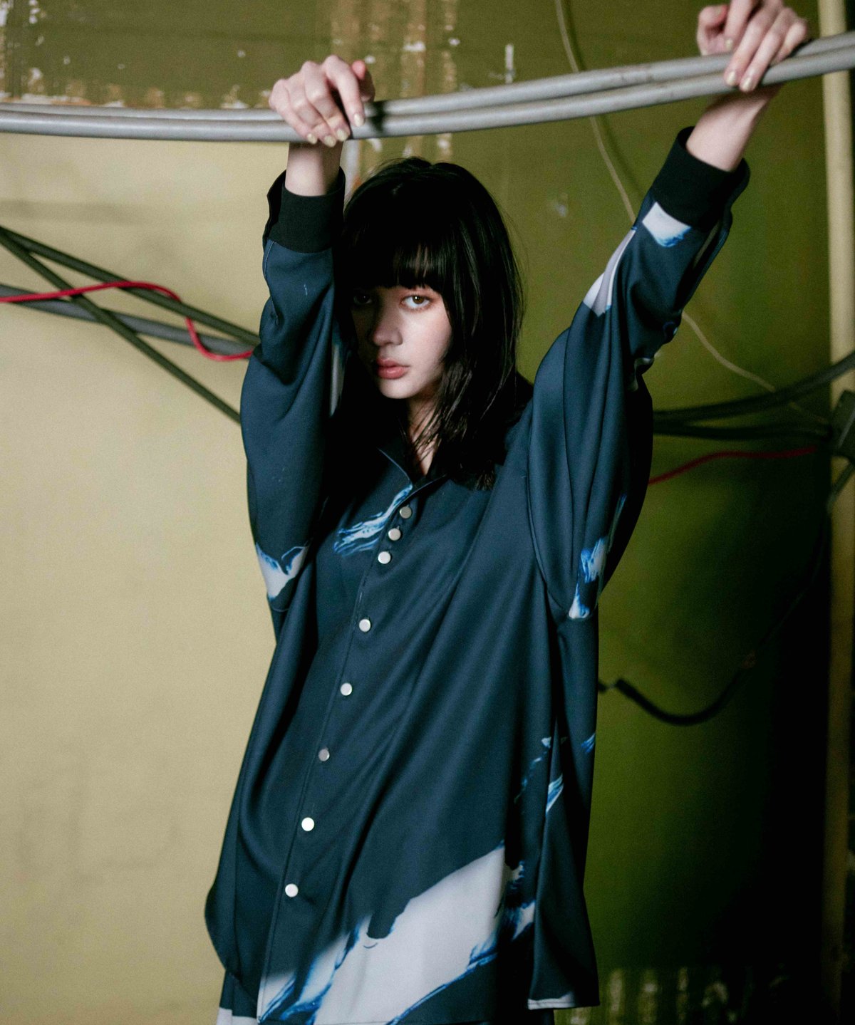 Stony paint open collar shirt / Onyx | 0658 Stony paint open collar shirt / Onyx | 0658
