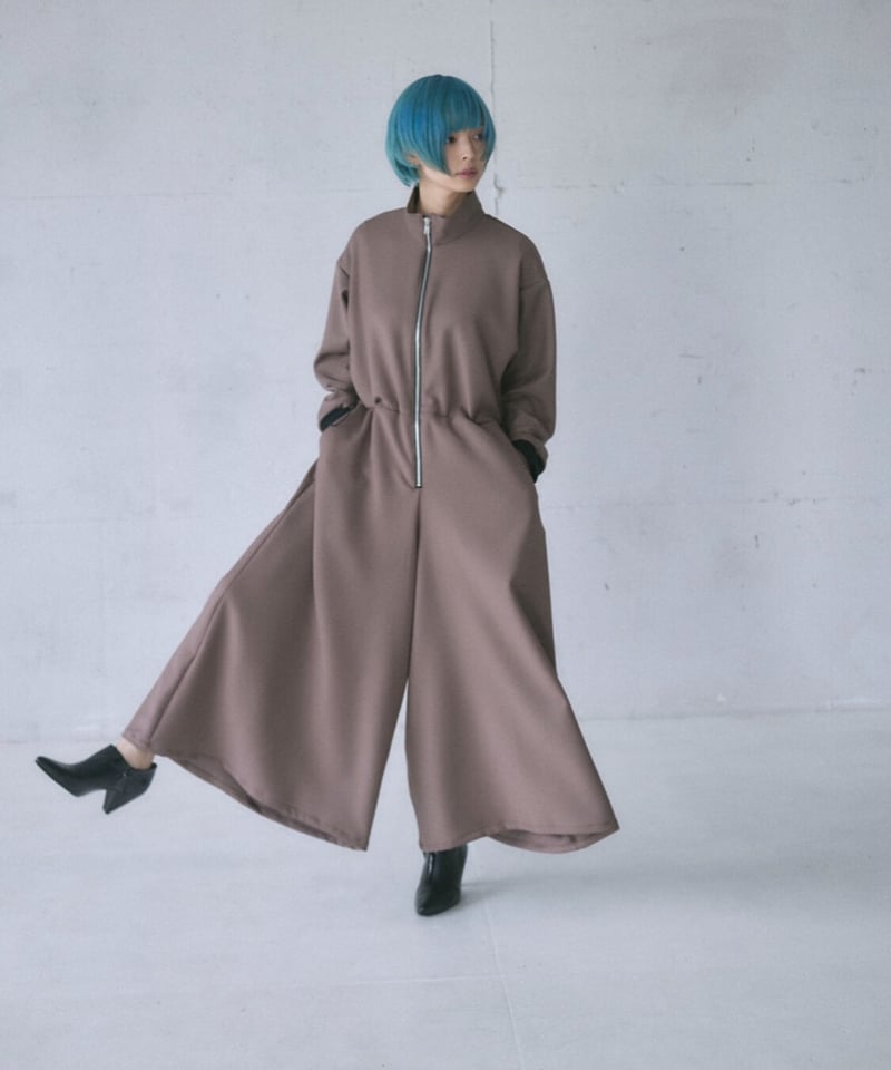 High neck jersey all-in-one / 2color | 0658