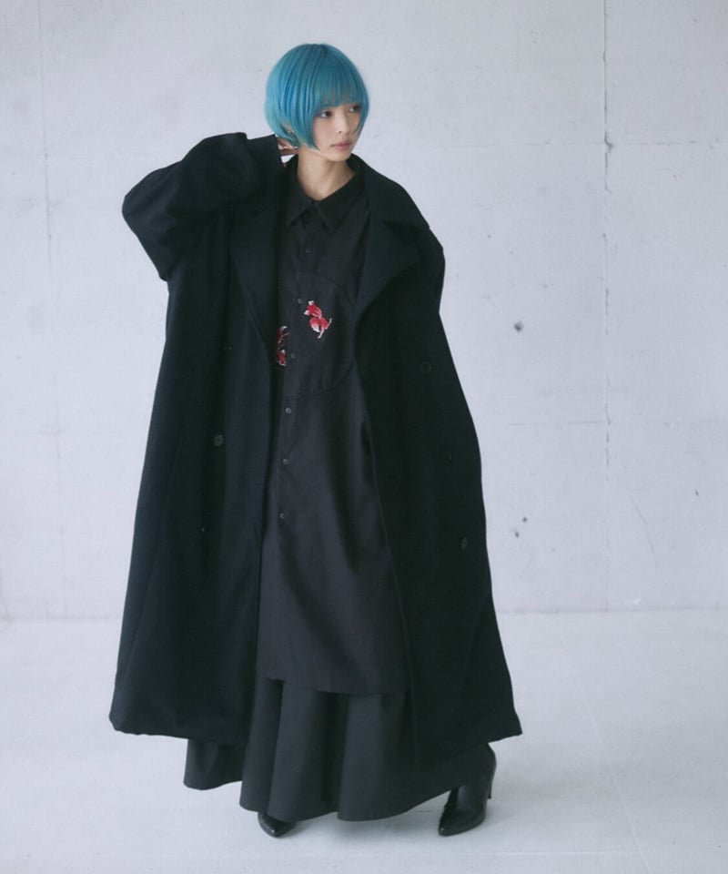 Black melton double coat | 0658 Black melton double coat | 0658