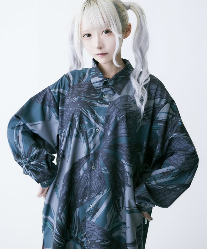 ★未使用品★Amber/Garment Dyed Oversized/半袖シャツ Amber garden] graphic shirt | 0658
