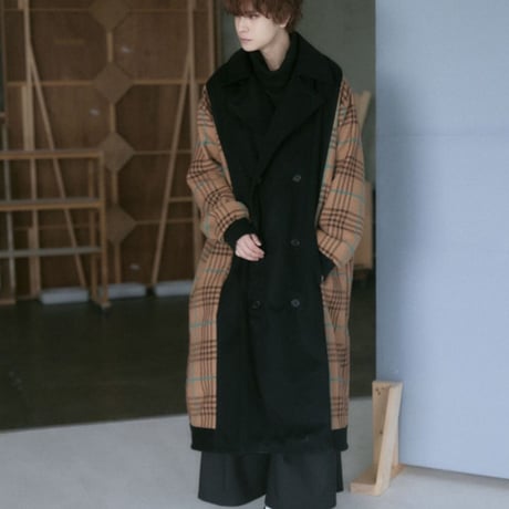 Riddle check double coat  / Light brown