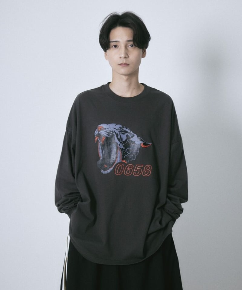 3D-Tiger long sleeve T-shirt / Smokey black［ゼロロ...