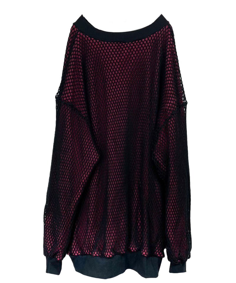 No.13 mesh layered thermal knit / Dark red&Blac