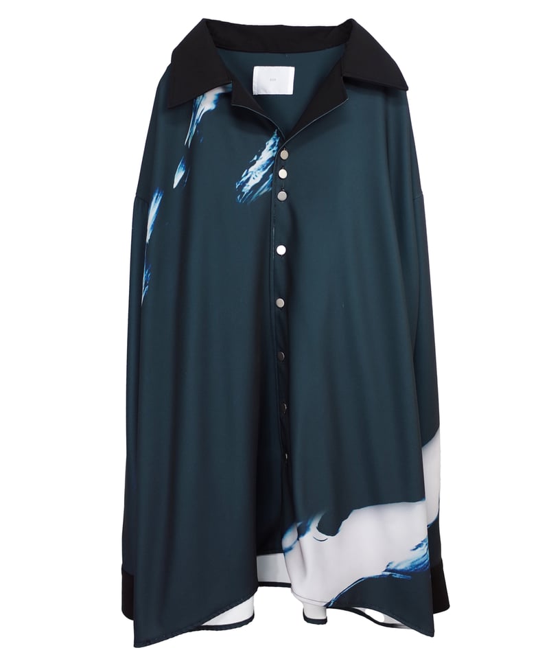 Stony paint open collar shirt / Onyx | 0658