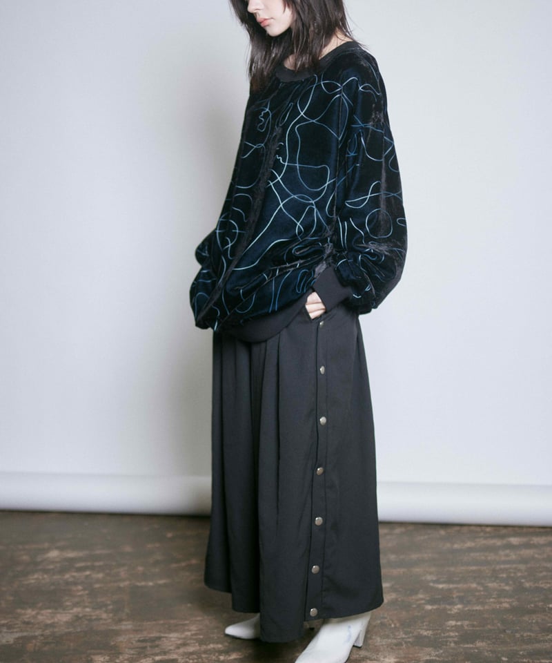 Side snap HAKAMA pants /Black | 0658 