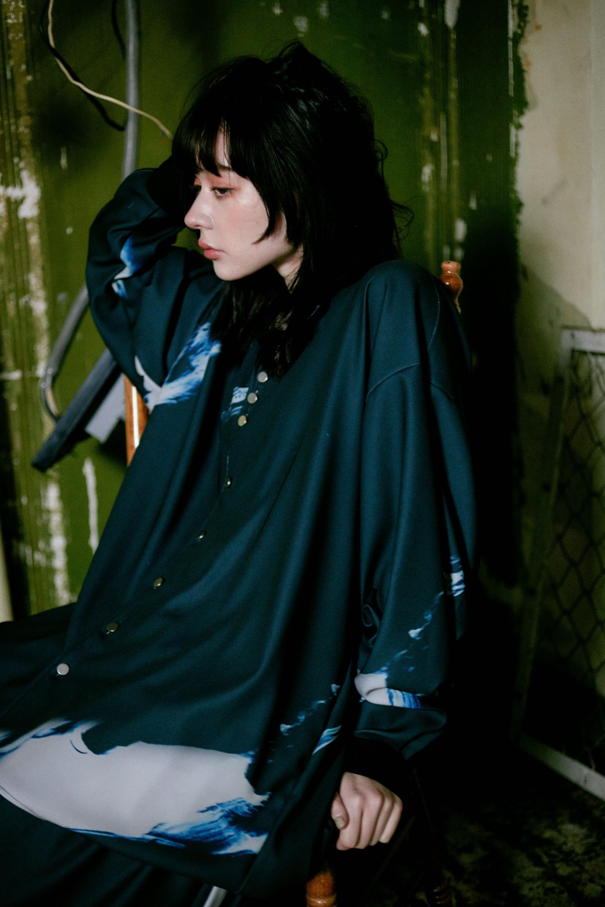 Stony paint open collar shirt / Onyx | 0658 Stony paint open collar shirt / Onyx | 0658