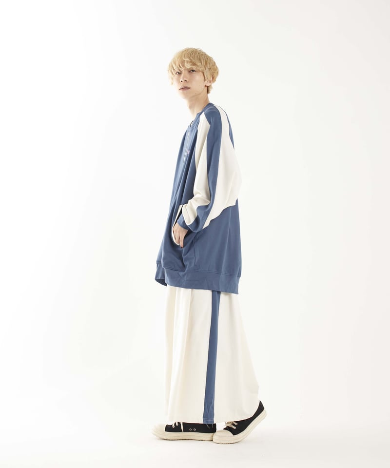 FANTASY】Jersey hakama pants / White & Blue | 0658