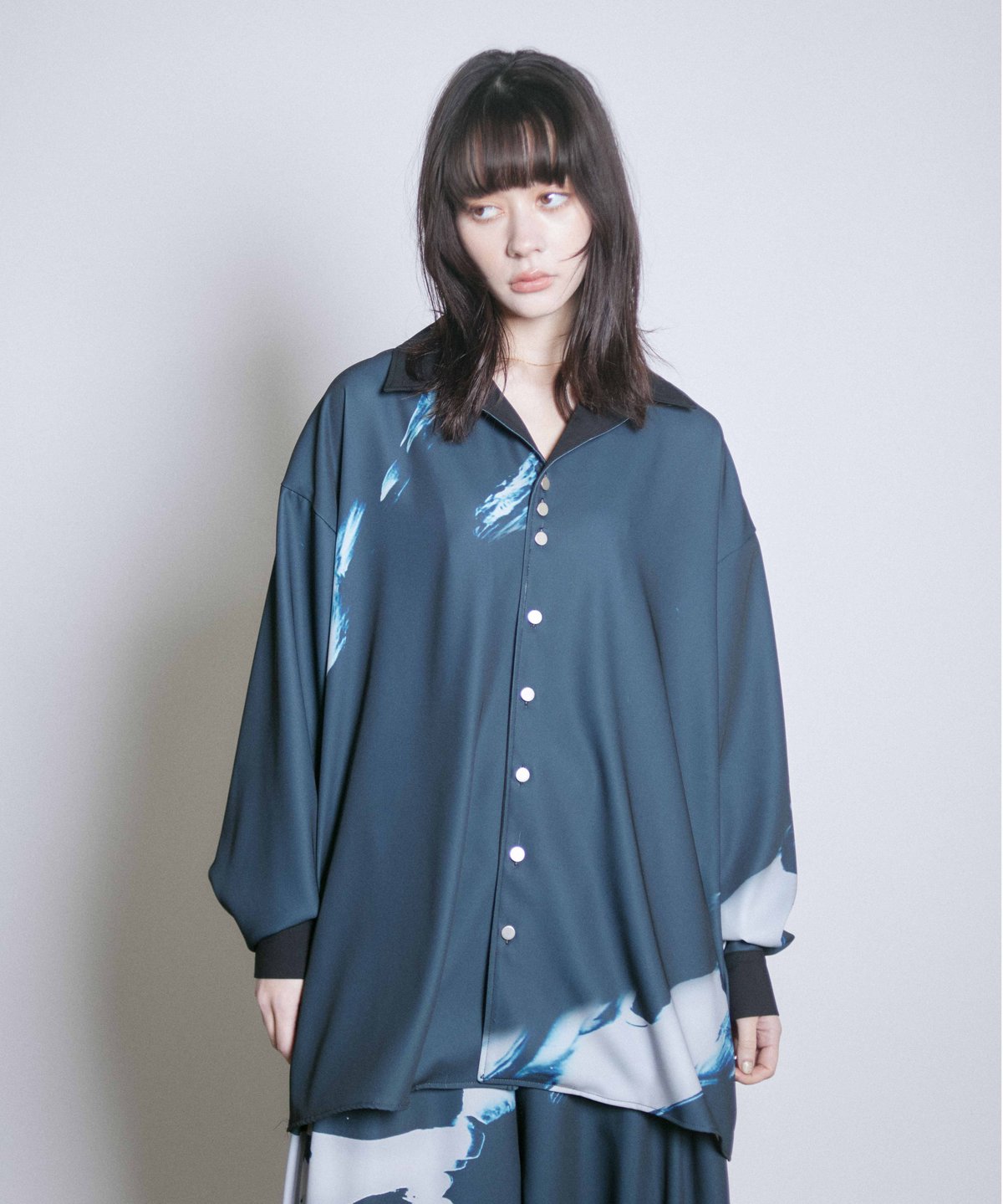 Stony paint open collar shirt / Onyx | 0658 Stony paint open collar shirt / Onyx | 0658