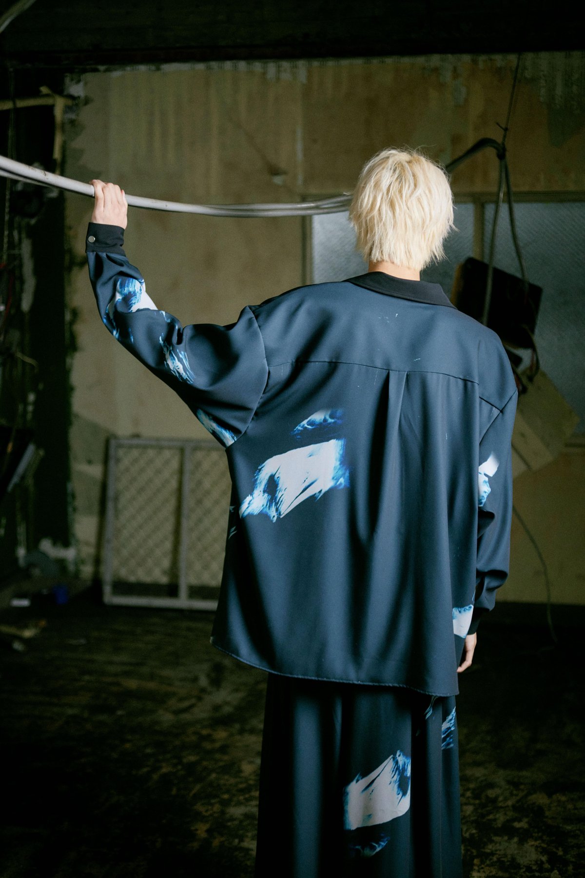 Stony paint open collar shirt / Onyx | 0658 Stony paint open collar shirt / Onyx | 0658
