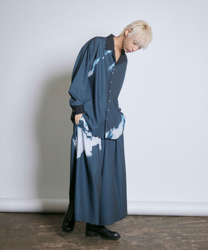 Stony paint snap HAKAMA pants / Onyx | 0658 
