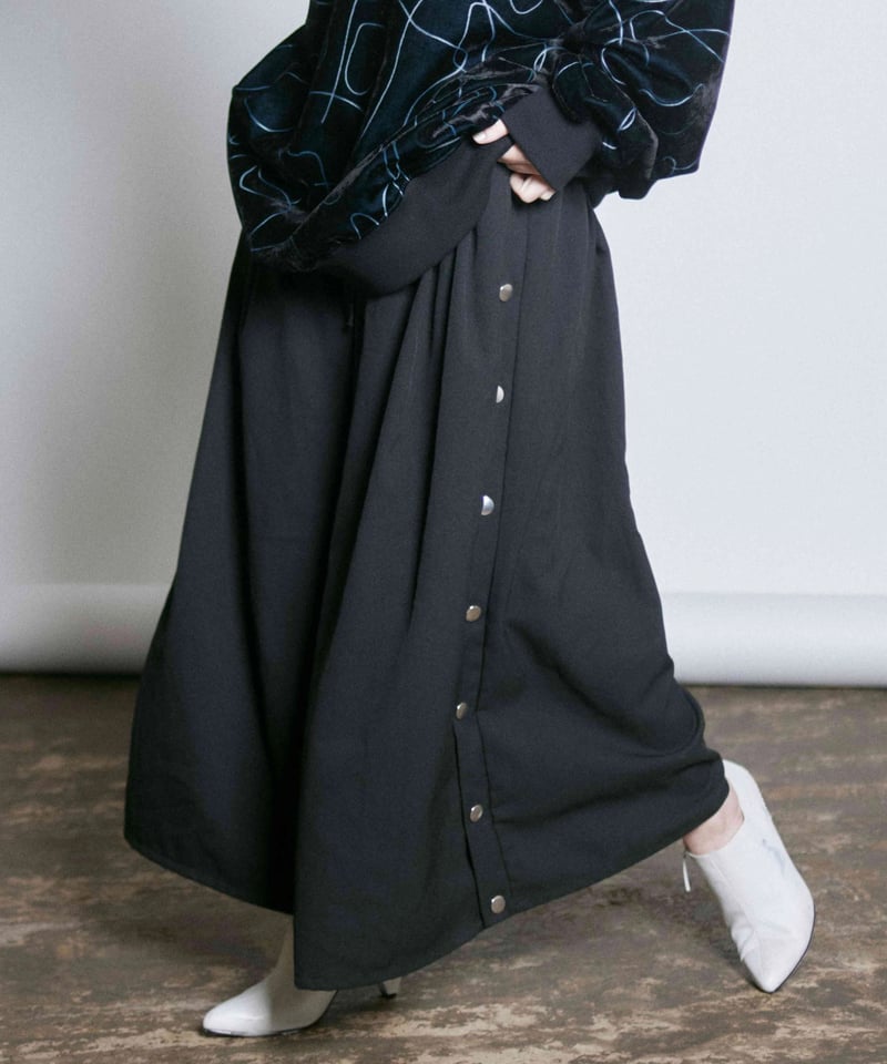 Side snap HAKAMA pants /Black | 0658 