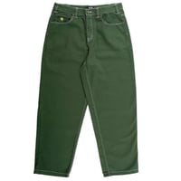 THEORIES "Plaza Jeans" Hunter Green Contrast Stitch