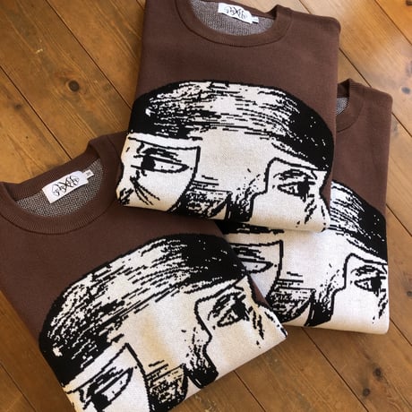 PRKR  "FACES" Knit Sweater (BROWN)