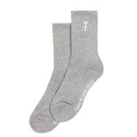 TENANT®: T Logo Socks "White & Grey"