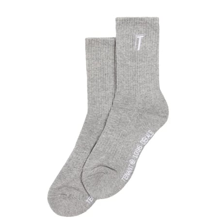 TENANT®: T Logo Socks "White & Grey"