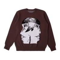 PRKR  "FACES" Knit Sweater (BROWN)