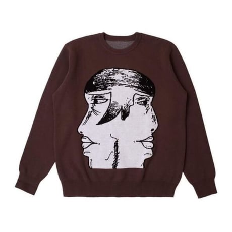 PRKR  "FACES" Knit Sweater (BROWN)
