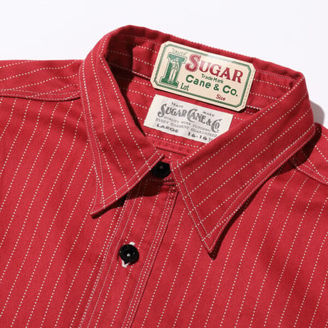 SUGAR CANE "FICTION ROMANCE"  シュガーケーン 8.5oz. RED WABASH STRIPE WORK SHIRT  ウォバッシュトライプワークシャツ　SC28340